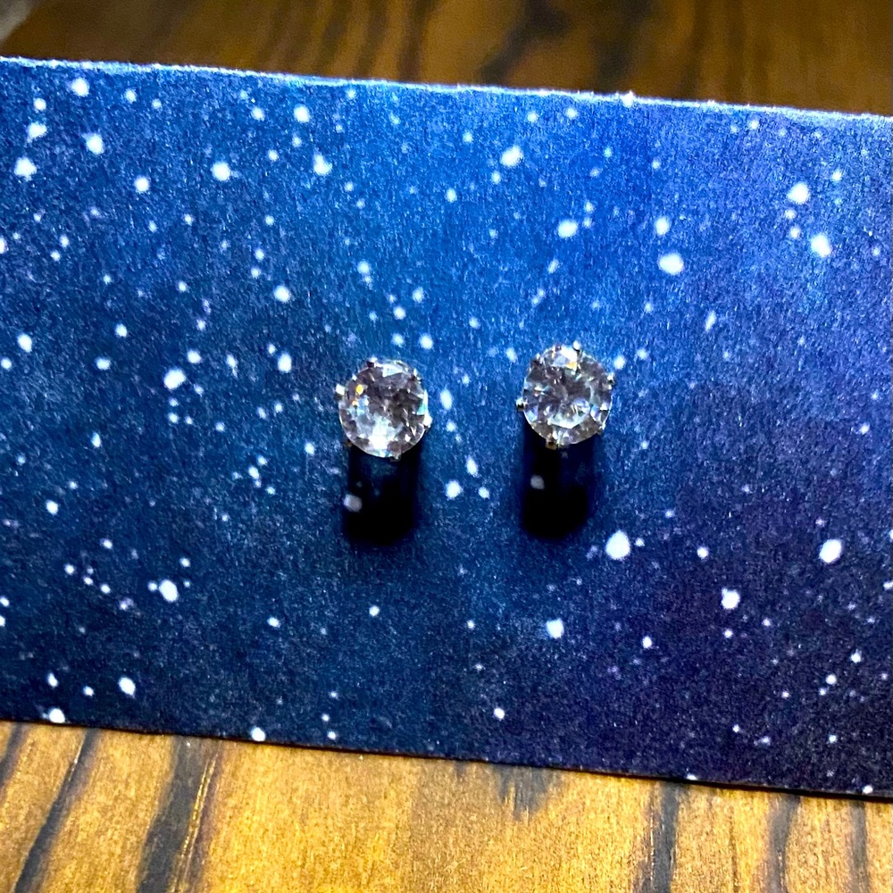Silver crystal studs